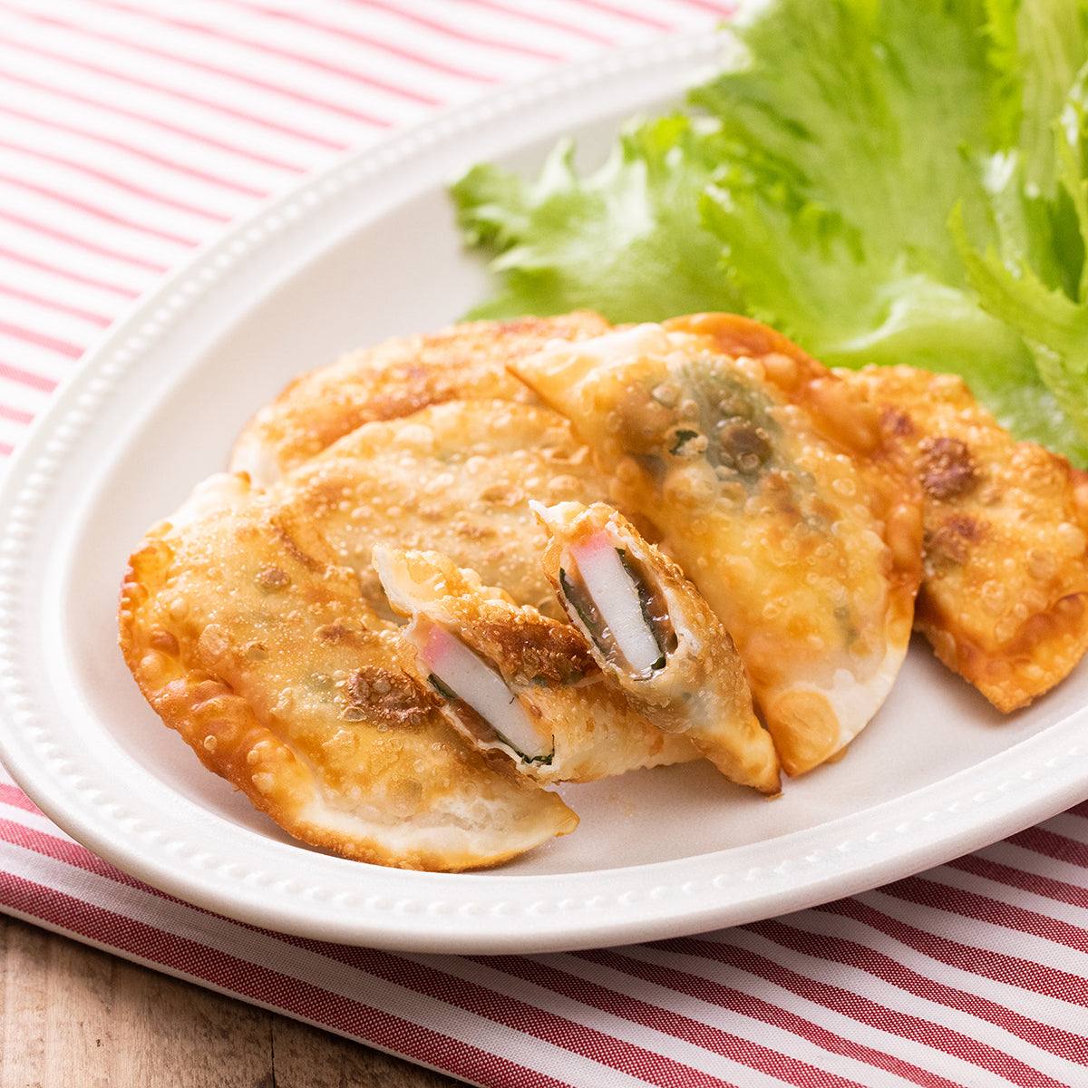 Deep fried Gyoza with Kamaboko